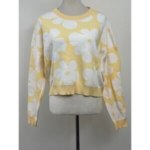 Luna Ivy Anthropologie Cropped Pastel Yellow Sweater Women Size Medium
